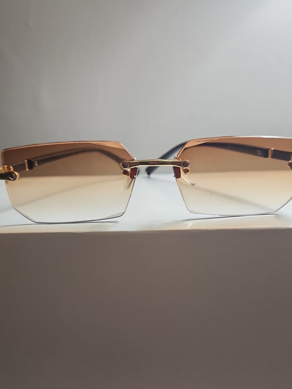 Rimless Gradient Brown Women's Sunglasses